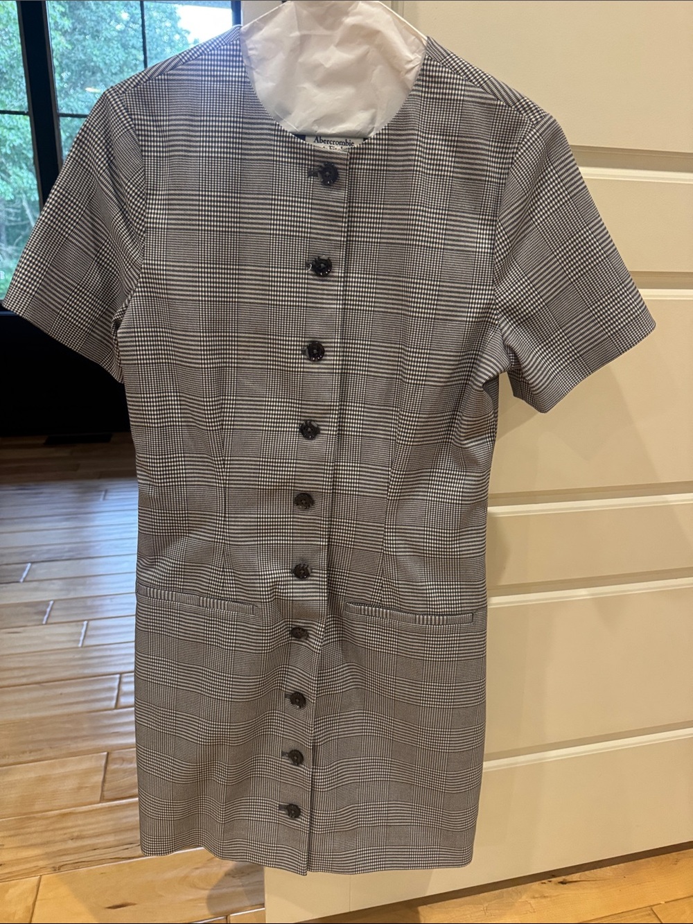 Abercrombie‎ & Fitch Black and White Plaid Button-Front Mini Dress